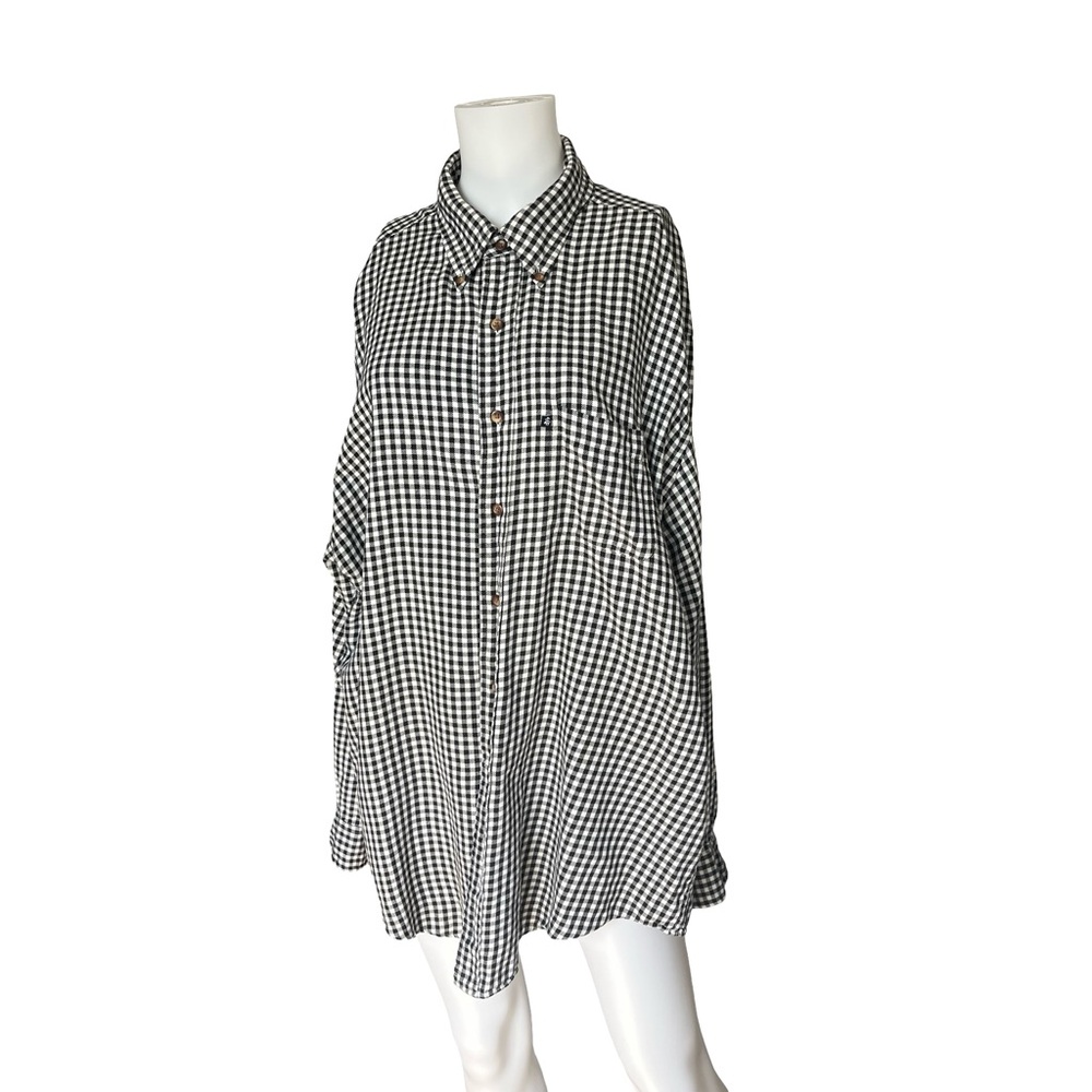 Brooks Brothers 346 Black White Plaid Button Down Shirt Cotton Mens Size XL